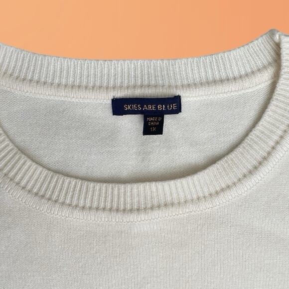 Skies Are Blue Cream Knit Short Sleeve Sweater Lemon Print Women’s Plus 1X NWOT - Picture 5 of 11